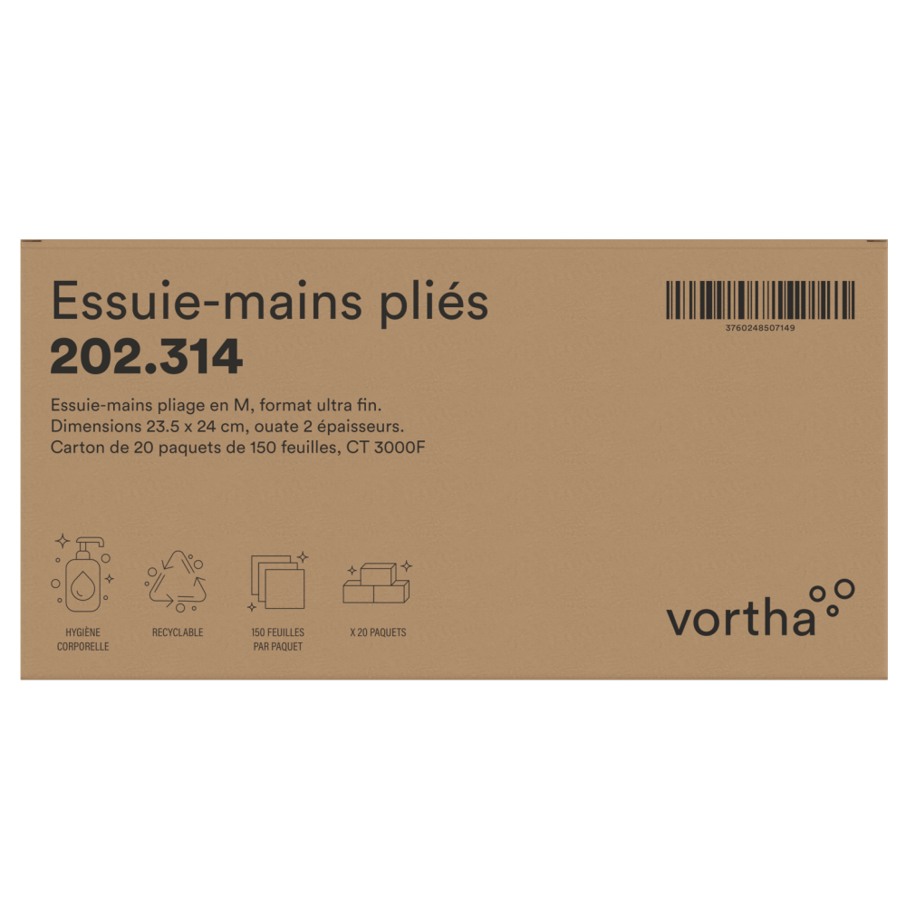 Vortha Essuie-mains pliés 2p 202.314 / CT 3000F
