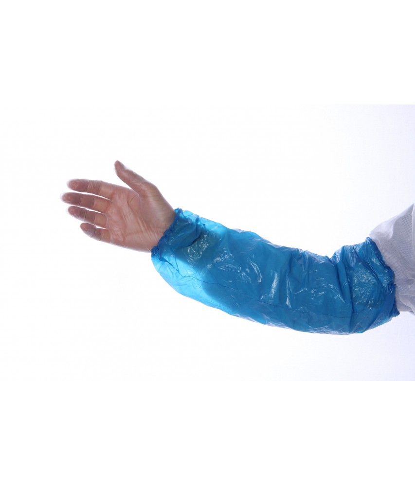 Manchettes bleu PE 20x46 cm / Pqt 100