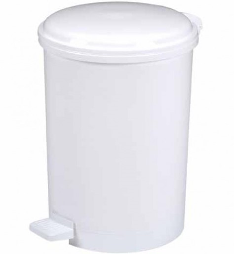 Poubelle à pédale plastique 20L, blanc