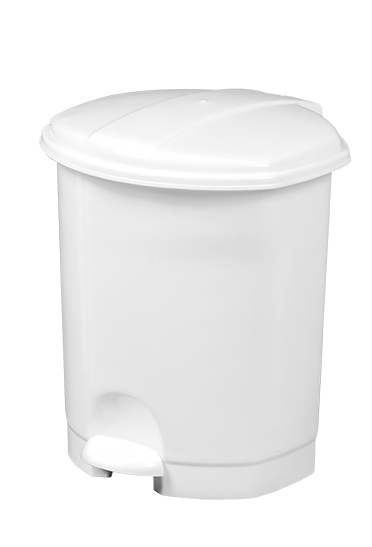 Poubelle à pédale plastique 5L, blanc