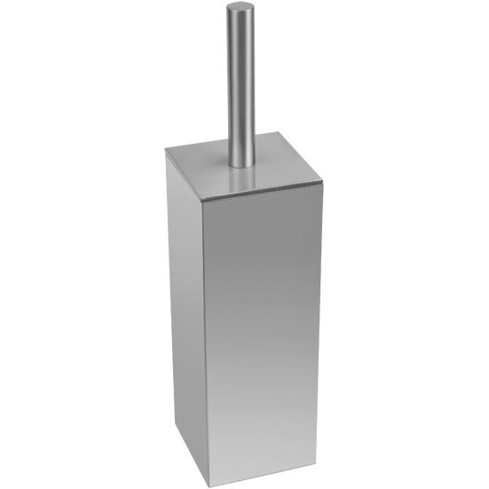 AP - Ensemble porte-brosse WC avec balayette à poser, inox brossé