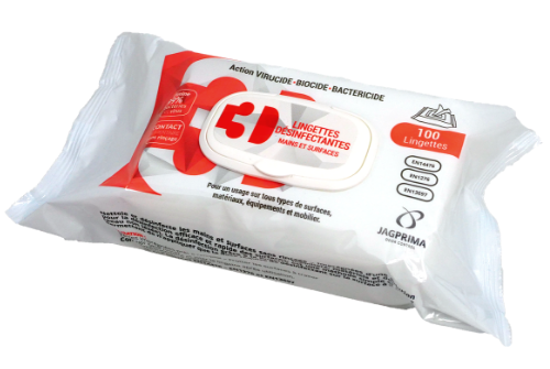 Lingettes détergentes et désinfectantes alimentaire sans rinçage / Sachet de 100
