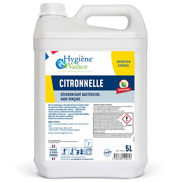 Citronnelle Nettoyant, Désodorisant bactéricide concentré/ 5L