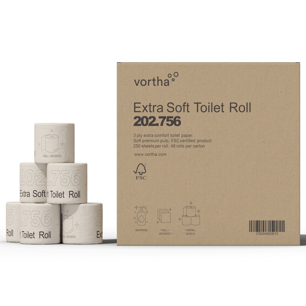 Vortha 202.756 papier toilette extra soft 3p 250f / CT 48 rlx.