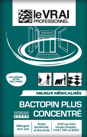 [2191] Le Vrai Bactopin + Désinfectant, virucide EN 14476 multi-surfaces concentré / CT 250x20ml