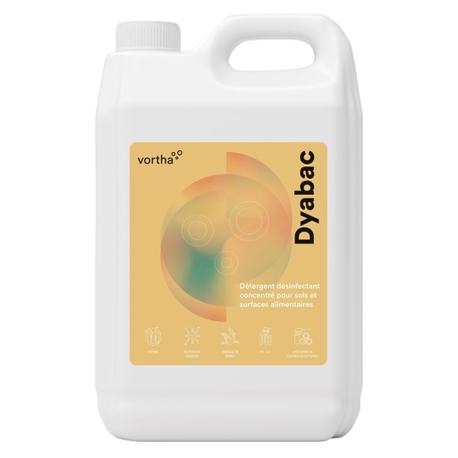 [3105] Vortha DYABAC détergent, dégraissant, désinfectant virucide alimentaire concentré DDM / 5L