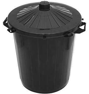 [8425] Poubelle de rue plastique 80L noir avec couvercle