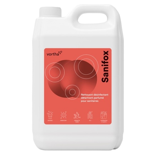 [6219] Vortha SANIFOX nettoyant détartrant désinfectant sanitaires / 5L
