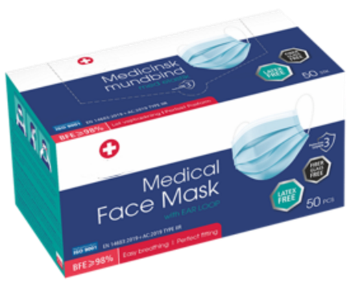 Masque chirurgical type IIR Norme CE EN14683 / Bte de 50